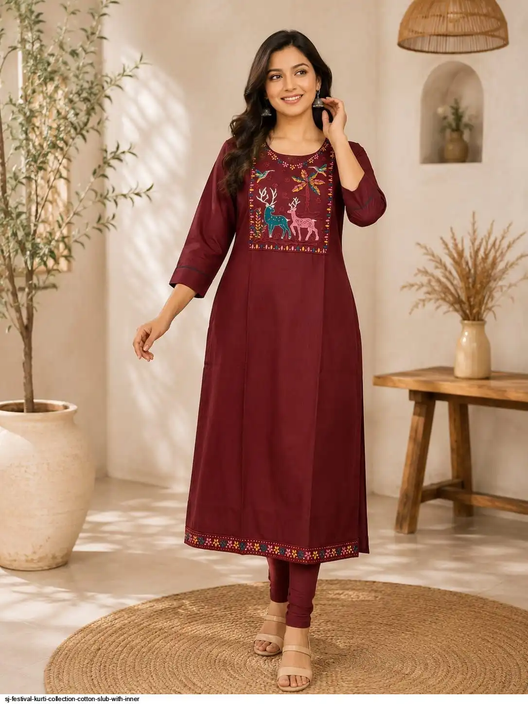 SJ FESTIVAL KURTI COLLECTION COTTON SLUB WITH INNER 20