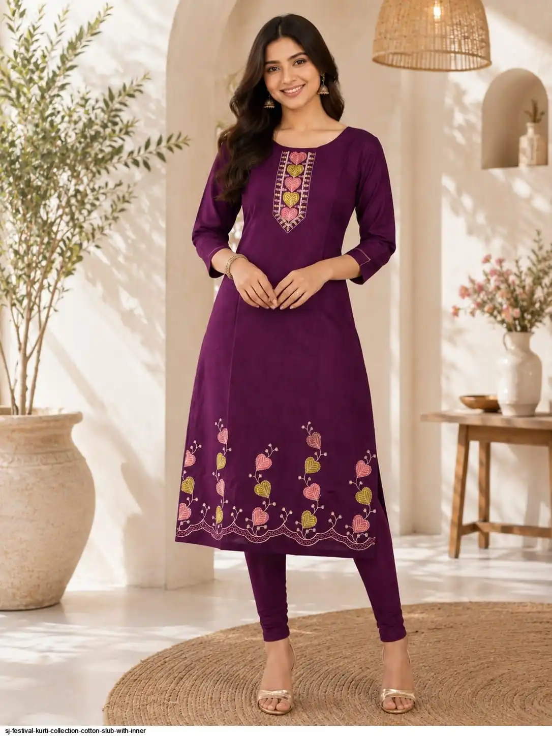 SJ FESTIVAL KURTI COLLECTION COTTON SLUB WITH INNER 24