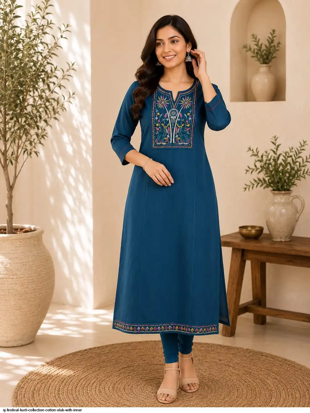 SJ FESTIVAL KURTI COLLECTION COTTON SLUB WITH INNER 23