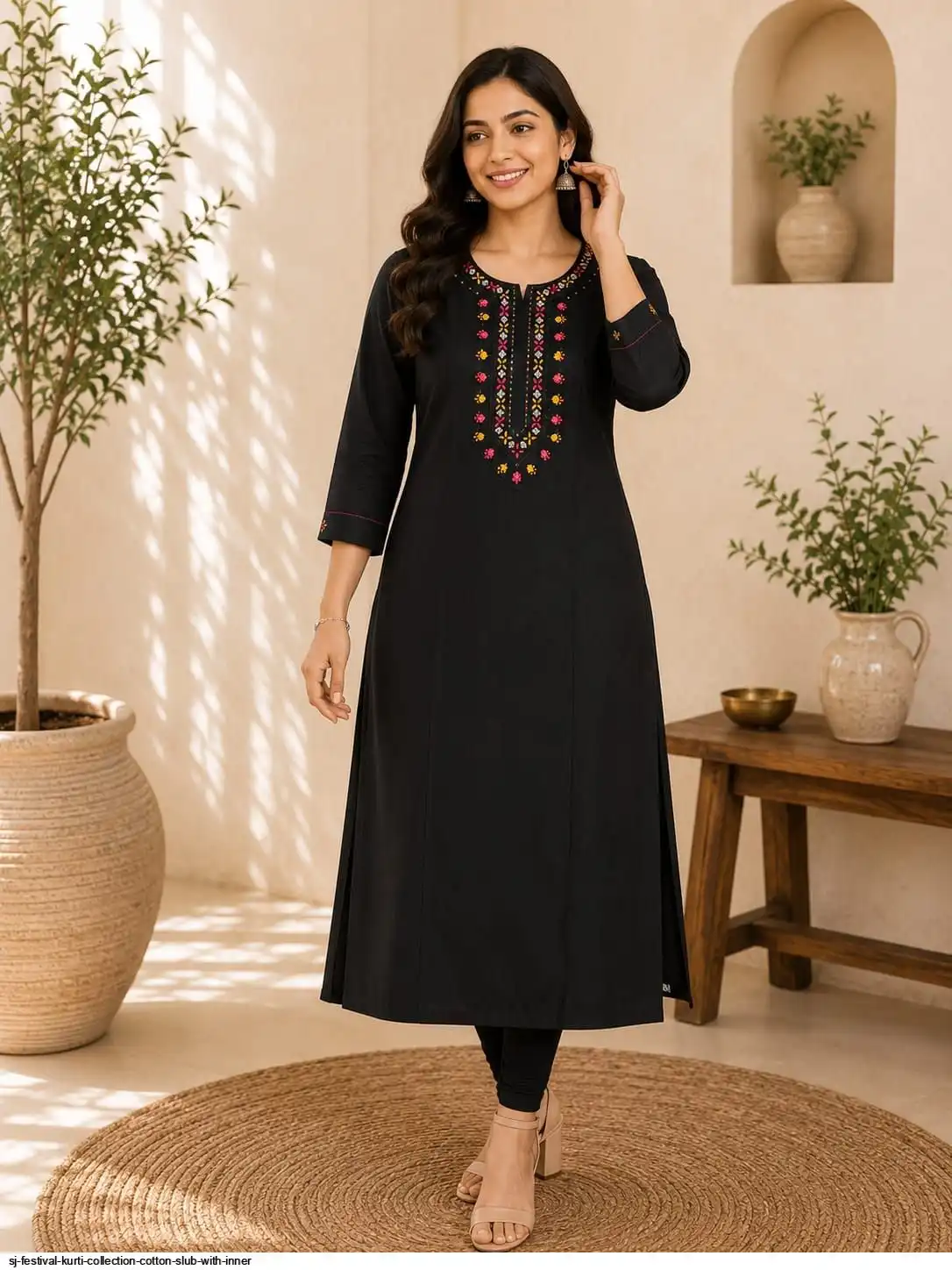 SJ FESTIVAL KURTI COLLECTION COTTON SLUB WITH INNER 25