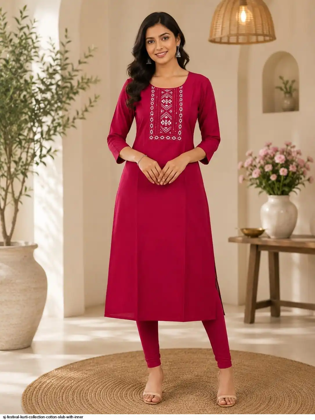 SJ FESTIVAL KURTI COLLECTION COTTON SLUB WITH INNER 29
