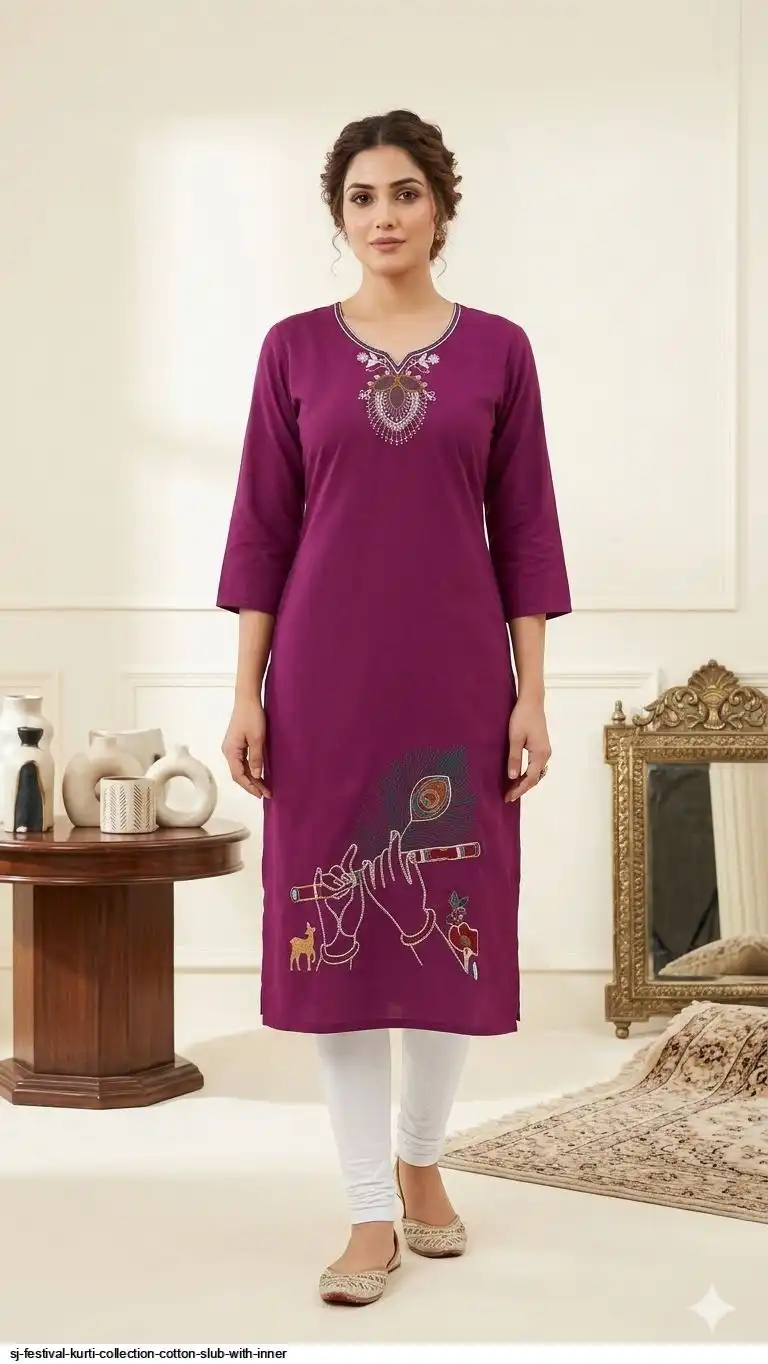 SJ FESTIVAL KURTI COLLECTION COTTON SLUB WITH INNER 31