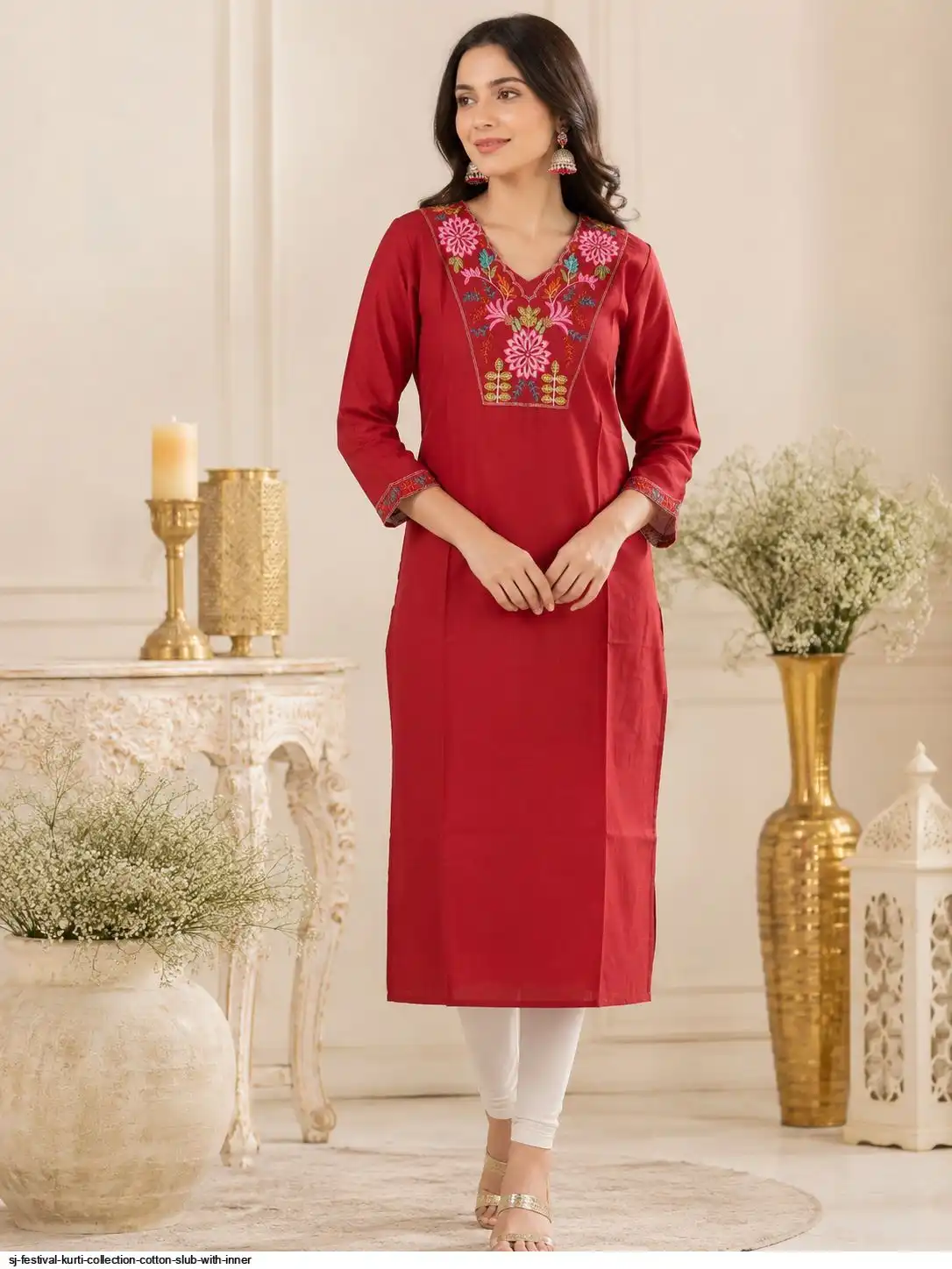 SJ FESTIVAL KURTI COLLECTION COTTON SLUB WITH INNER 30