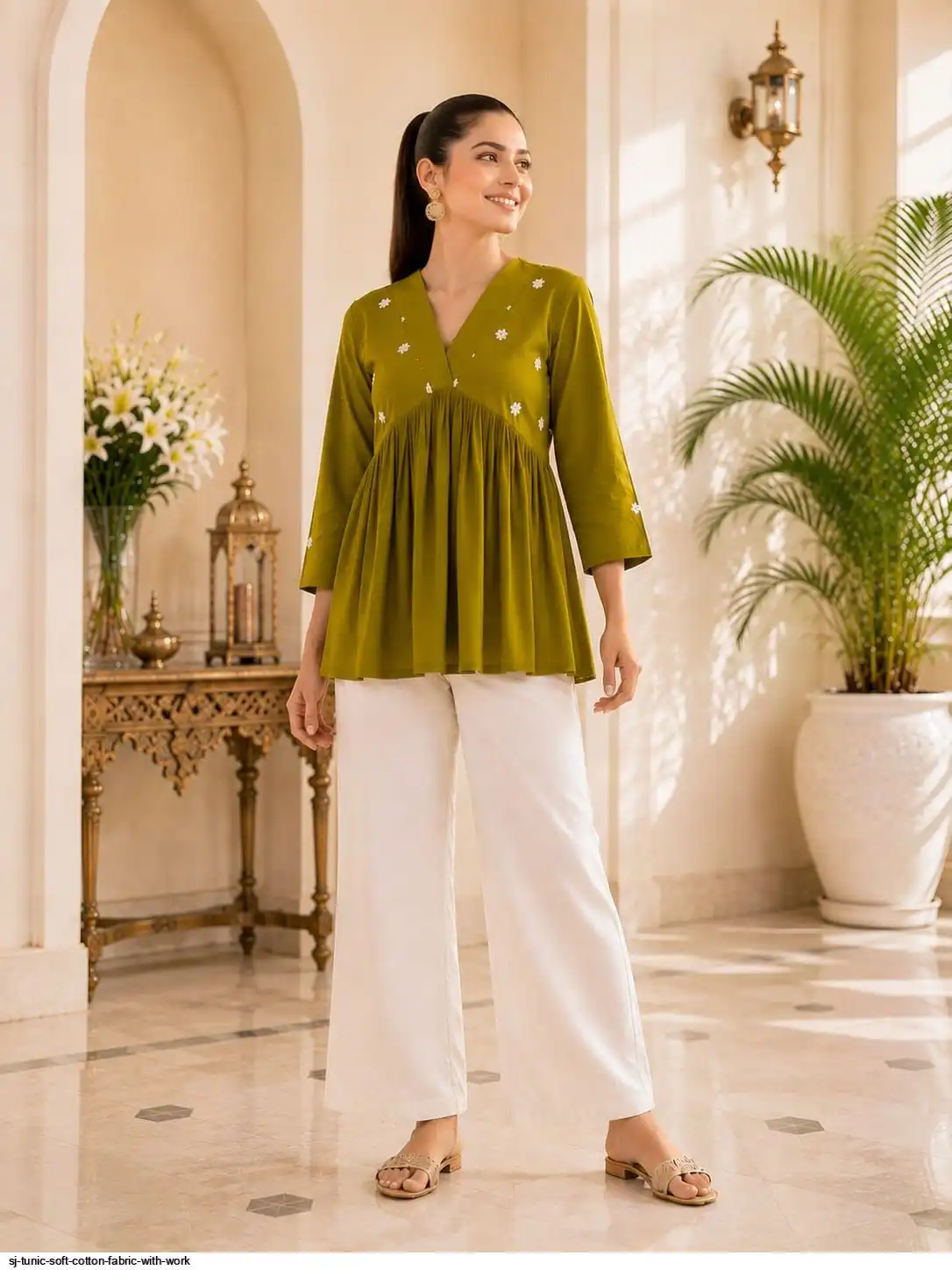 SJ TUNIC SOFT COTTON FABRIC WITH WORK C