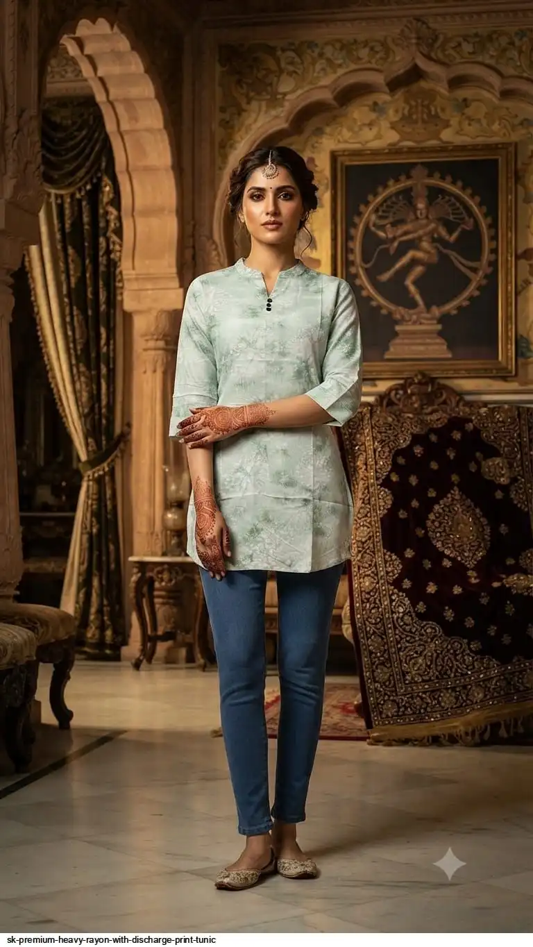 SK PREMIUM HEAVY RAYON WITH DISCHARGE PRINT TUNIC 1