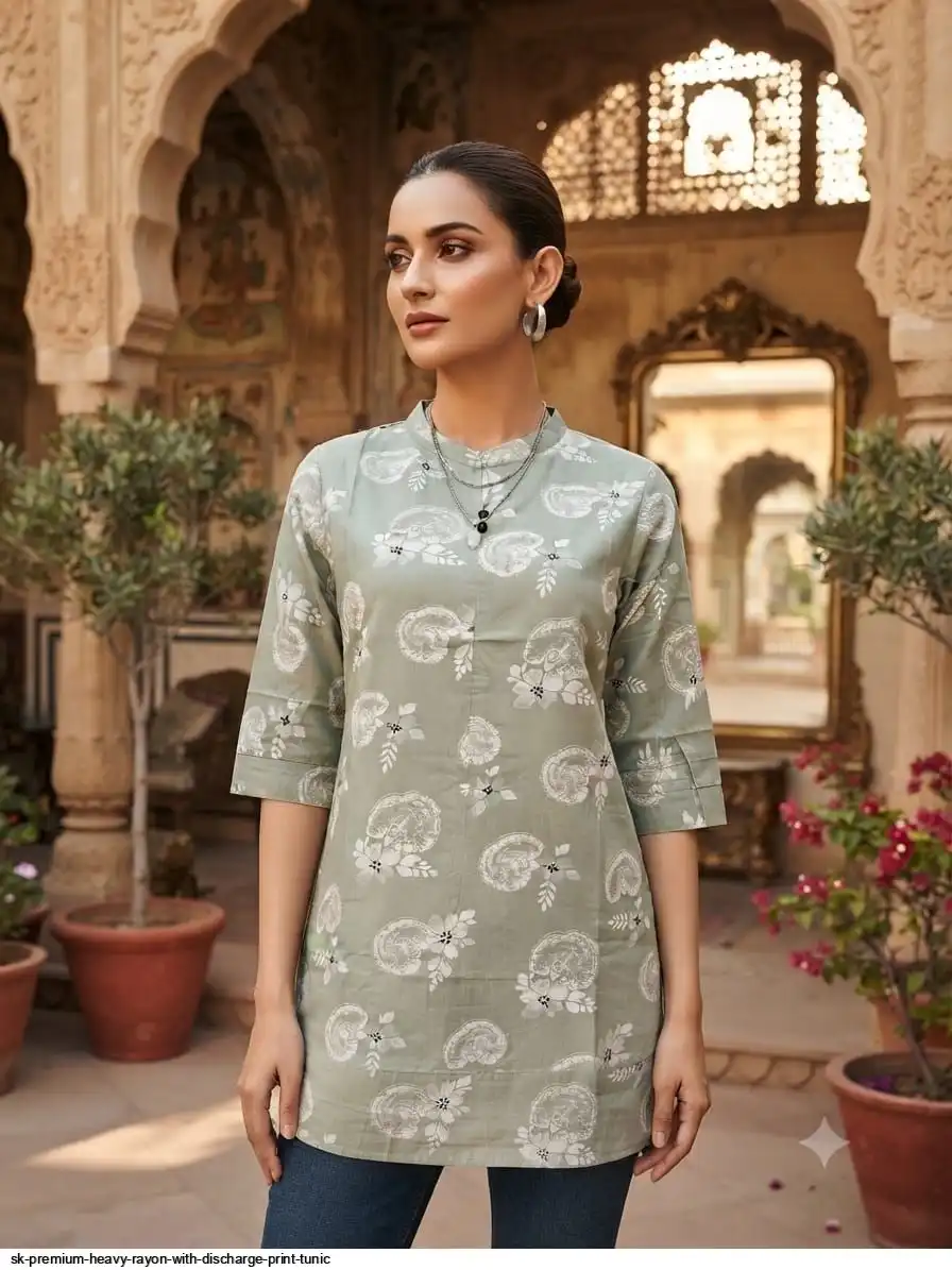 SK PREMIUM HEAVY RAYON WITH DISCHARGE PRINT TUNIC 3