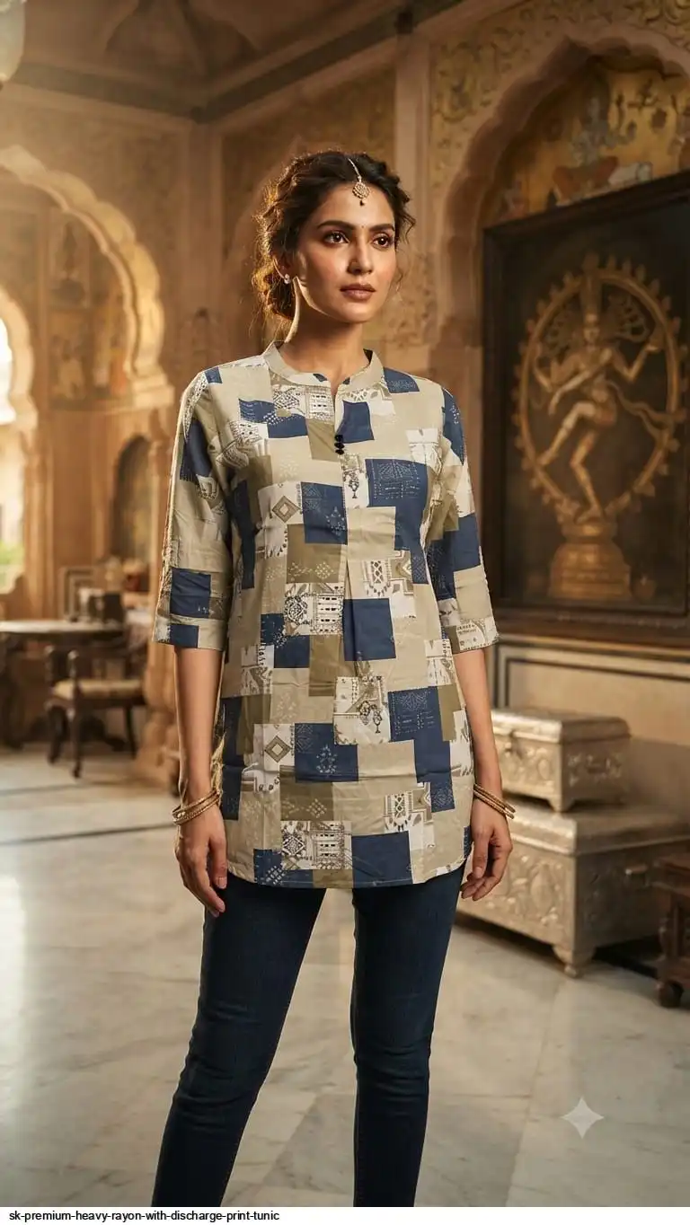 SK PREMIUM HEAVY RAYON WITH DISCHARGE PRINT TUNIC 2