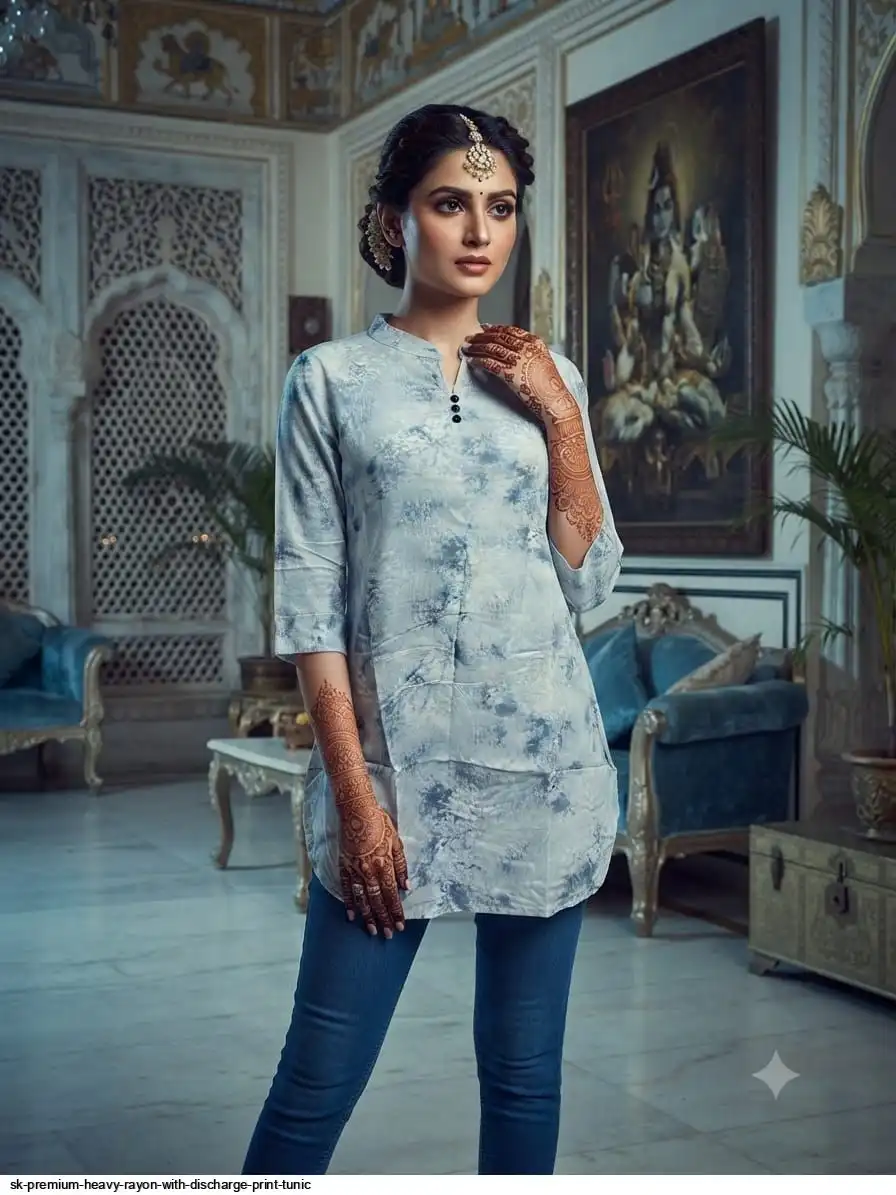 SK PREMIUM HEAVY RAYON WITH DISCHARGE PRINT TUNIC 5