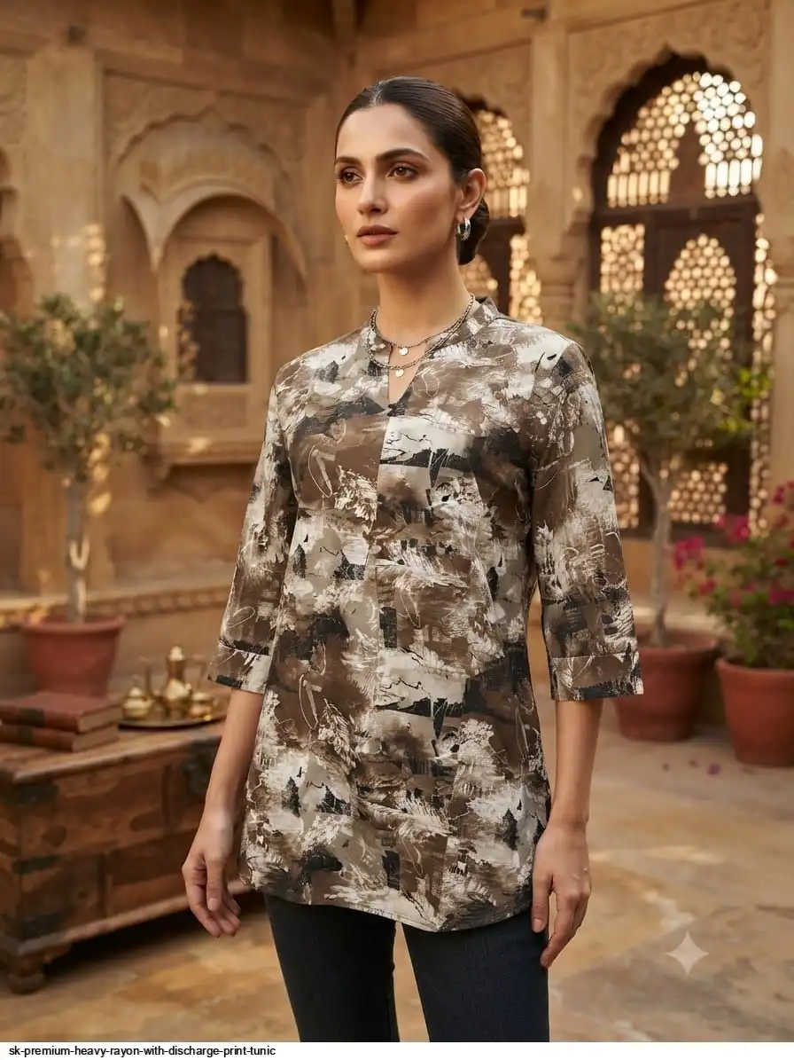 SK PREMIUM HEAVY RAYON WITH DISCHARGE PRINT TUNIC 4
