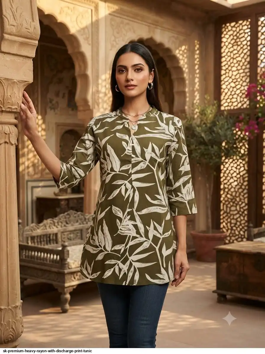 SK PREMIUM HEAVY RAYON WITH DISCHARGE PRINT TUNIC 7