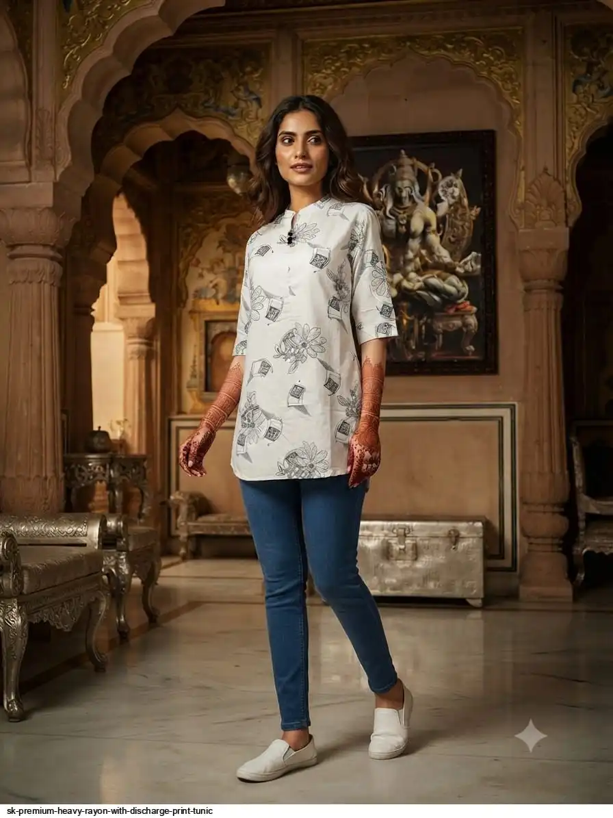 SK PREMIUM HEAVY RAYON WITH DISCHARGE PRINT TUNIC 6