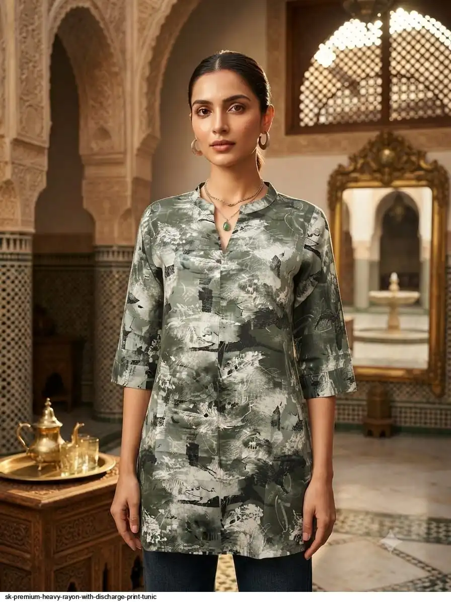 SK PREMIUM HEAVY RAYON WITH DISCHARGE PRINT TUNIC 9