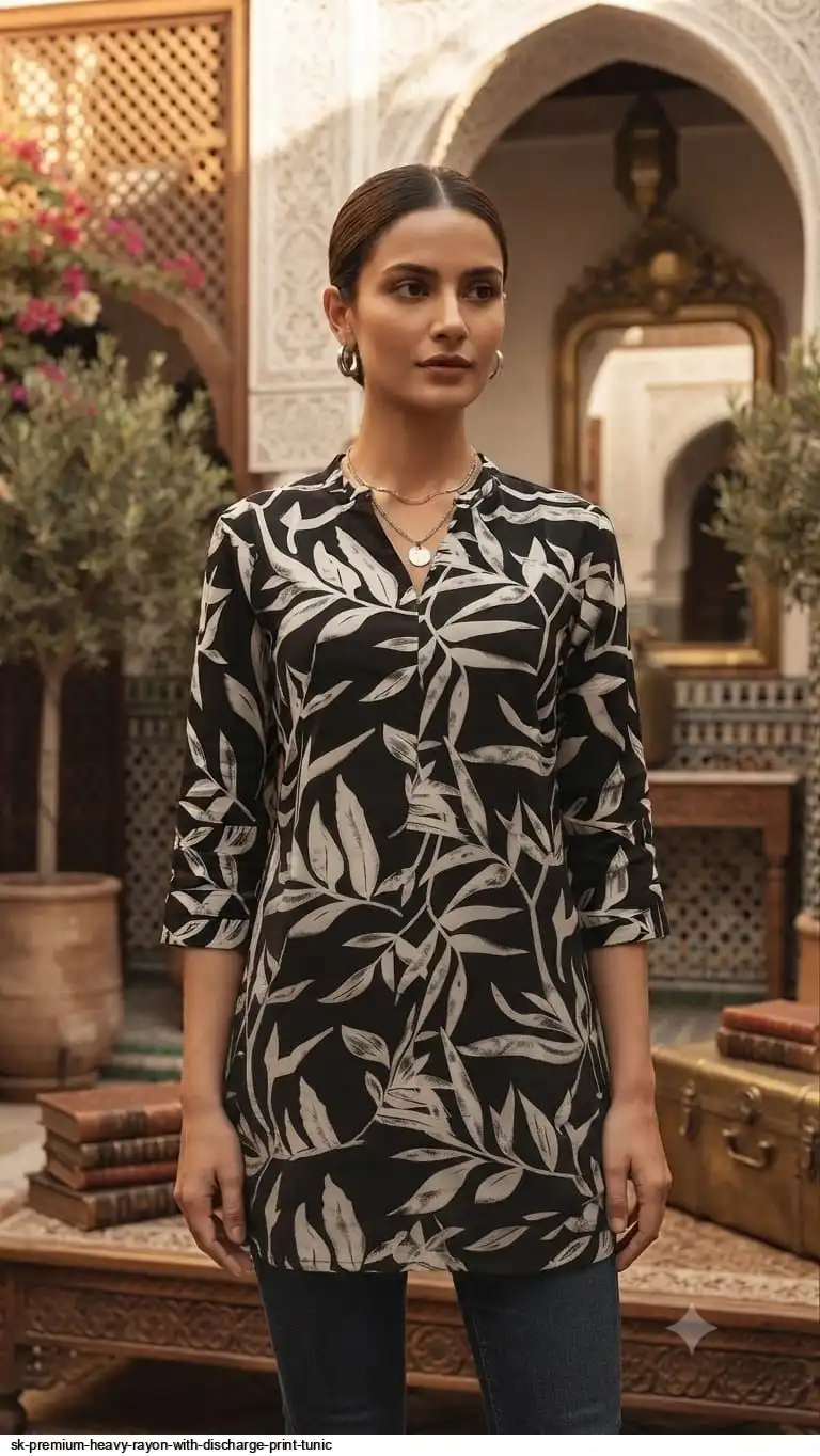 SK PREMIUM HEAVY RAYON WITH DISCHARGE PRINT TUNIC 8