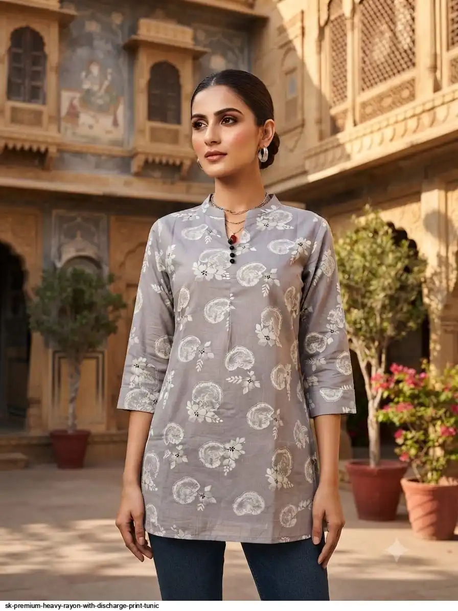 SK PREMIUM HEAVY RAYON WITH DISCHARGE PRINT TUNIC 10