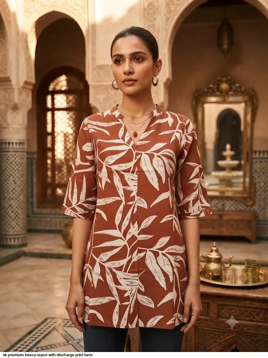 SK PREMIUM HEAVY RAYON WITH DISCHARGE PRINT TUNIC 12