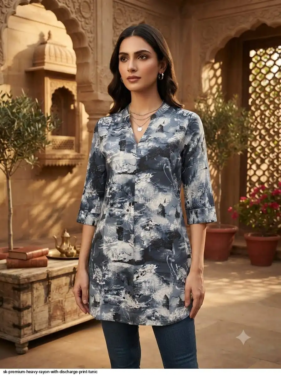 SK PREMIUM HEAVY RAYON WITH DISCHARGE PRINT TUNIC 11