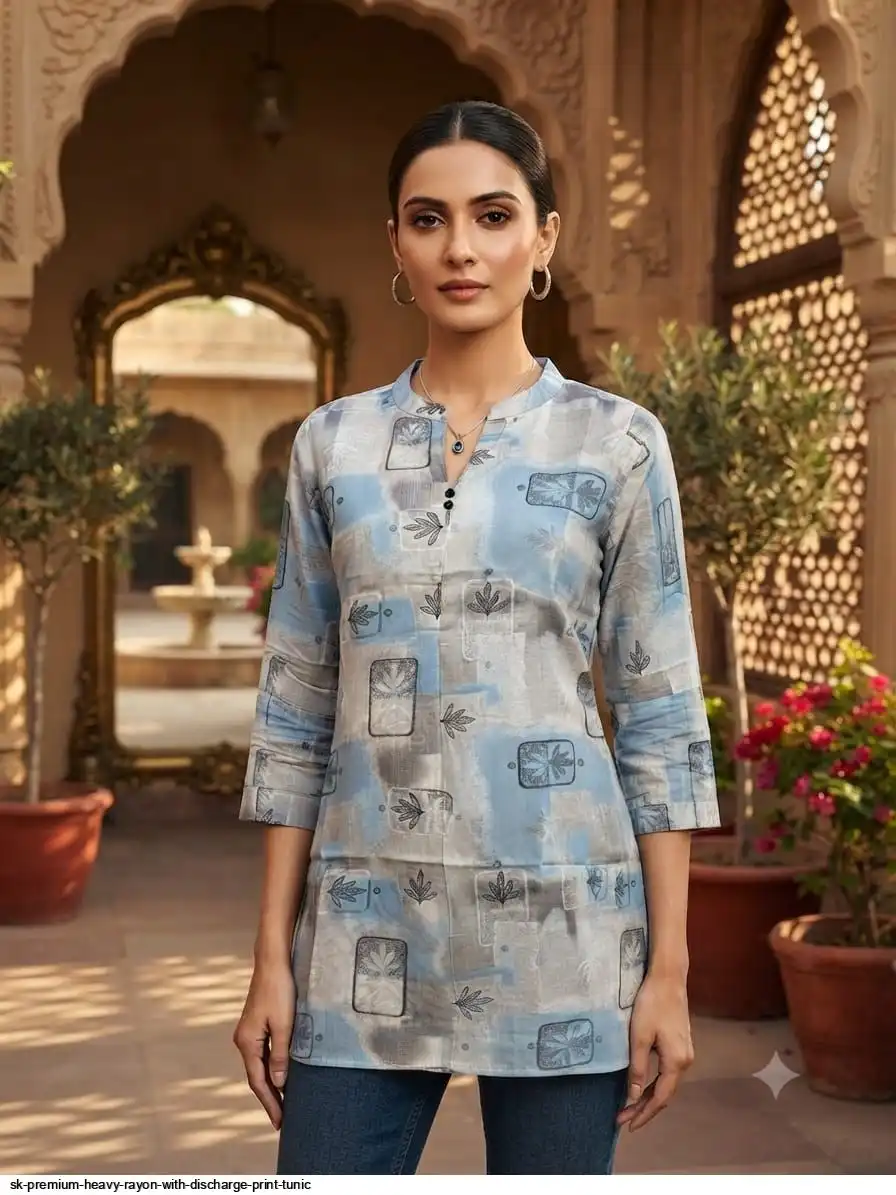 SK PREMIUM HEAVY RAYON WITH DISCHARGE PRINT TUNIC 13