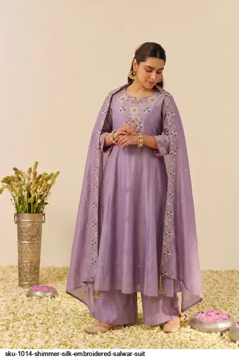 SKU 1014 SHIMMER SILK EMBROIDERED SALWAR SUIT A
