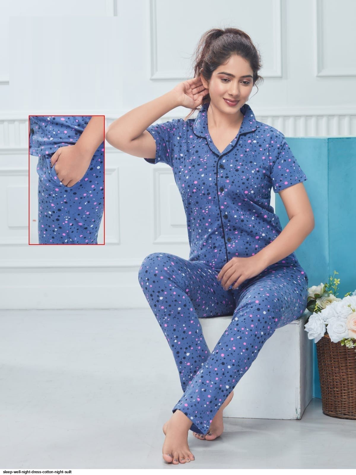 Silky Ladies Sleep ! Night Dress with Shirt and Trouser (Complete Sleeping  Suit) For Women and Girls