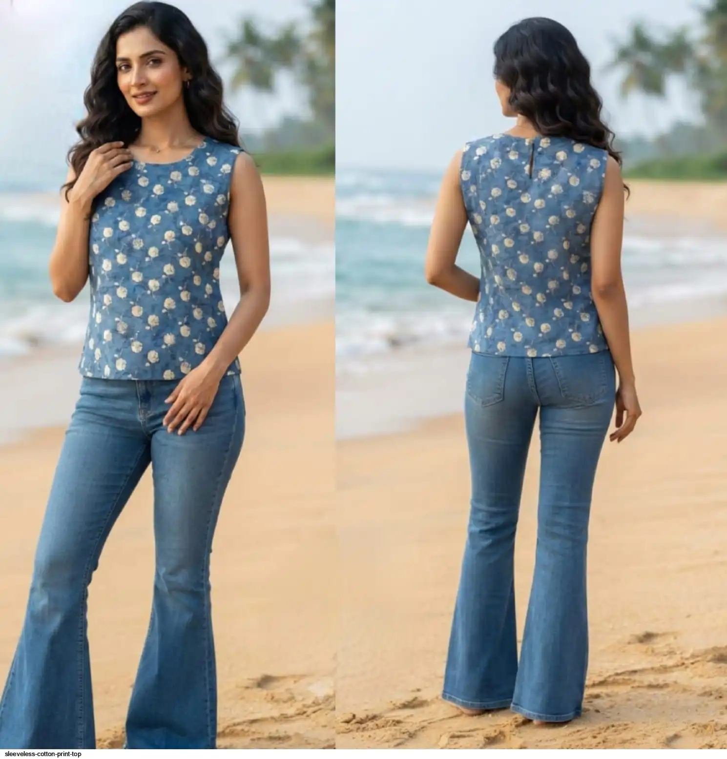 SLEEVELESS COTTON PRINT TOP 2