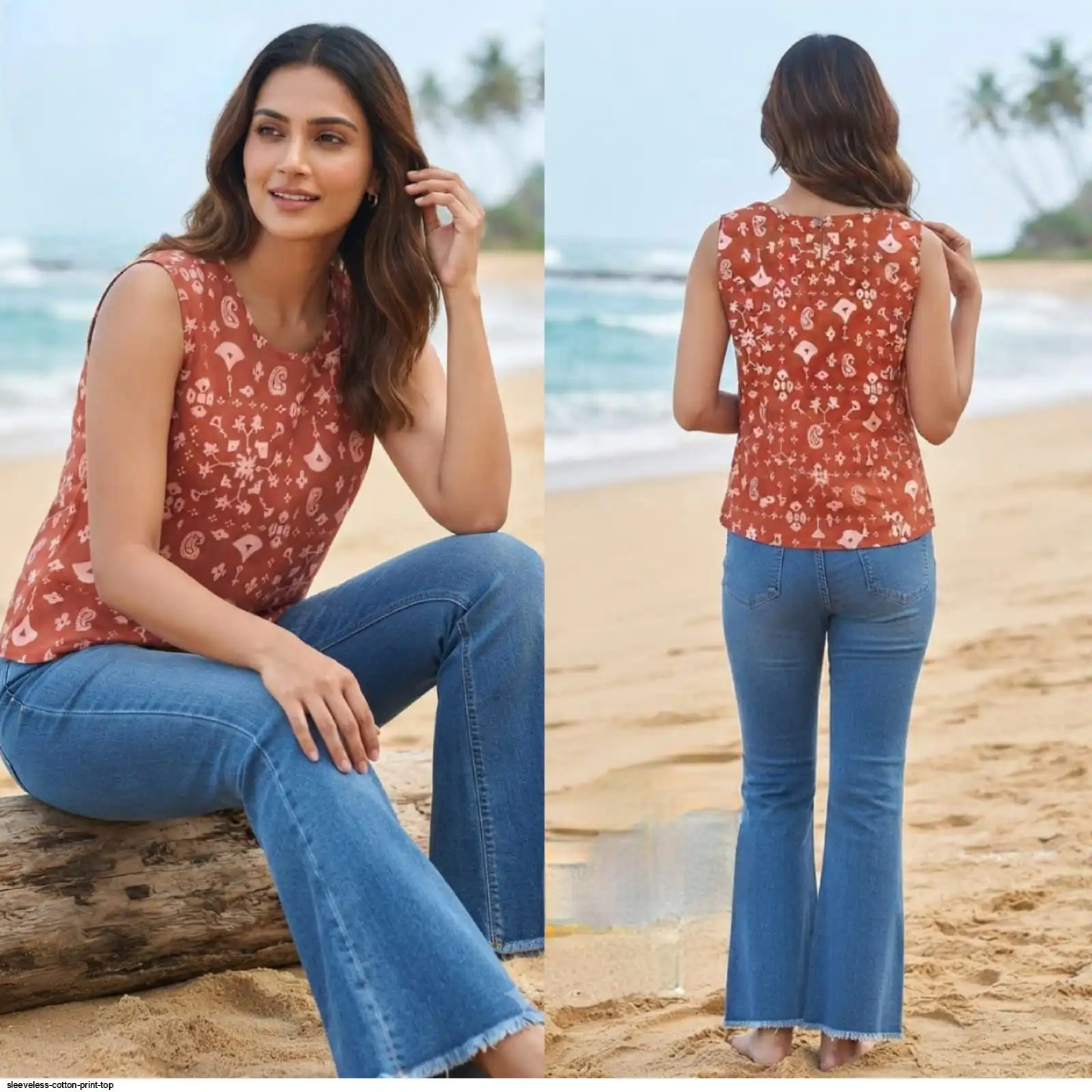 SLEEVELESS COTTON PRINT TOP 12
