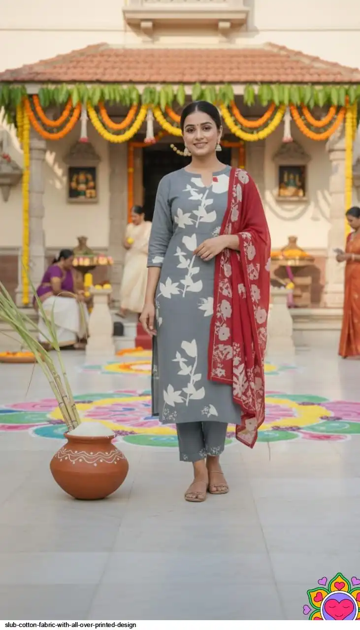 SLUB COTTON FABRIC WITH ALL OVER PRINTED DESIGN 2