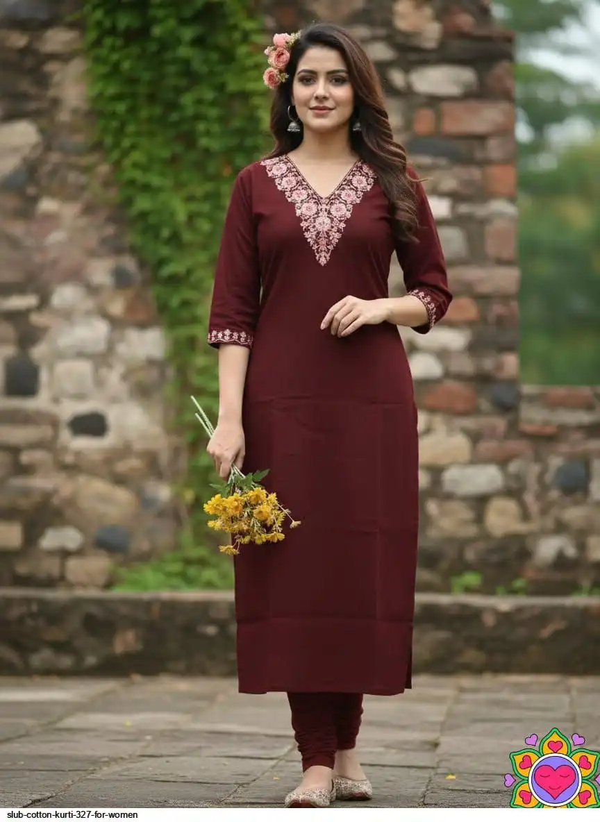 SLUB COTTON KURTI 327 FOR WOMEN E