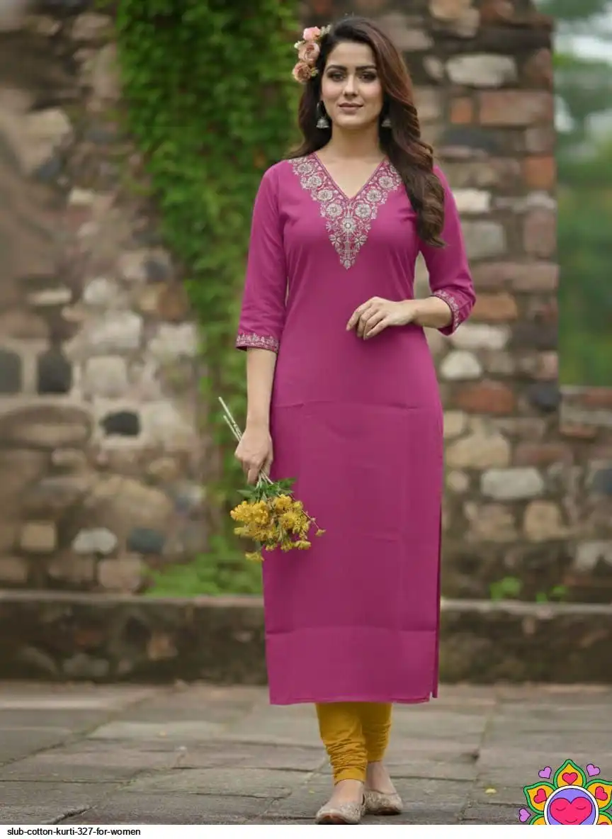 SLUB COTTON KURTI 327 FOR WOMEN H