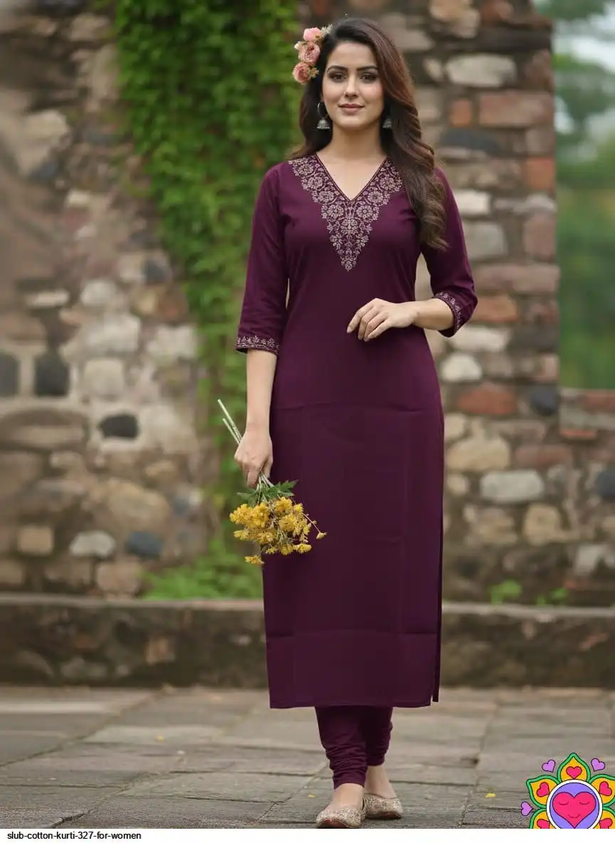 SLUB COTTON KURTI 327 FOR WOMEN G