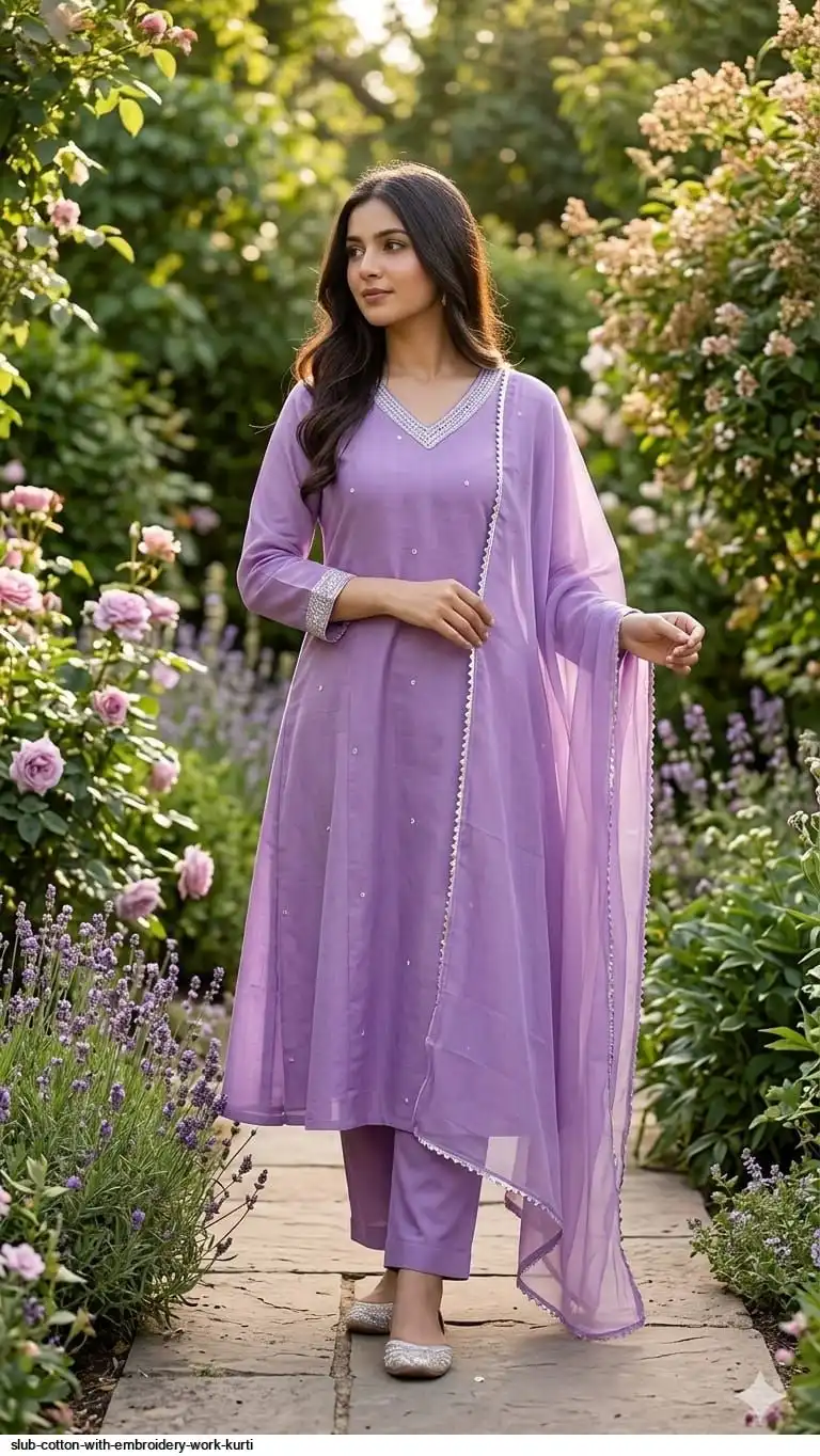 SLUB COTTON WITH EMBROIDERY WORK KURTI 2
