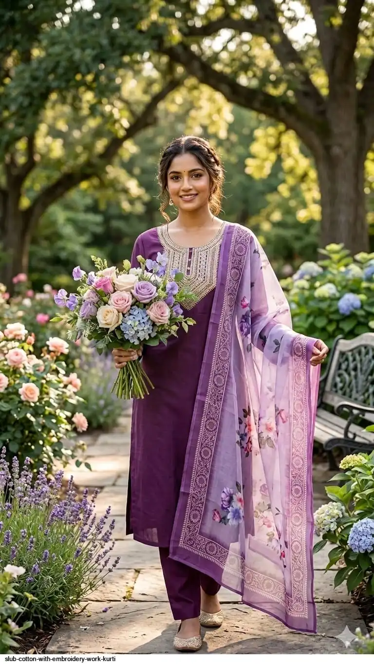 SLUB COTTON WITH EMBROIDERY WORK KURTI 4