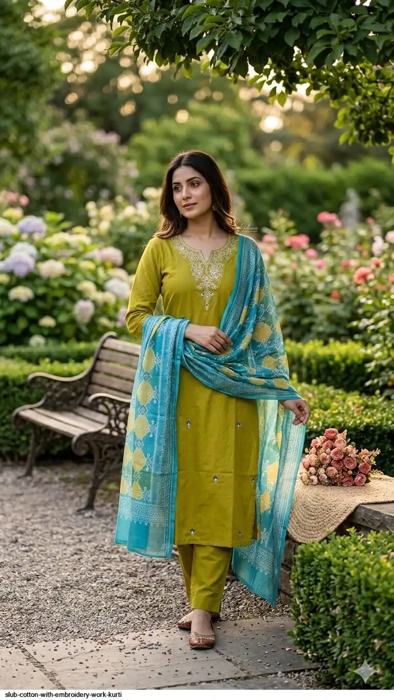 SLUB COTTON WITH EMBROIDERY WORK KURTI 6