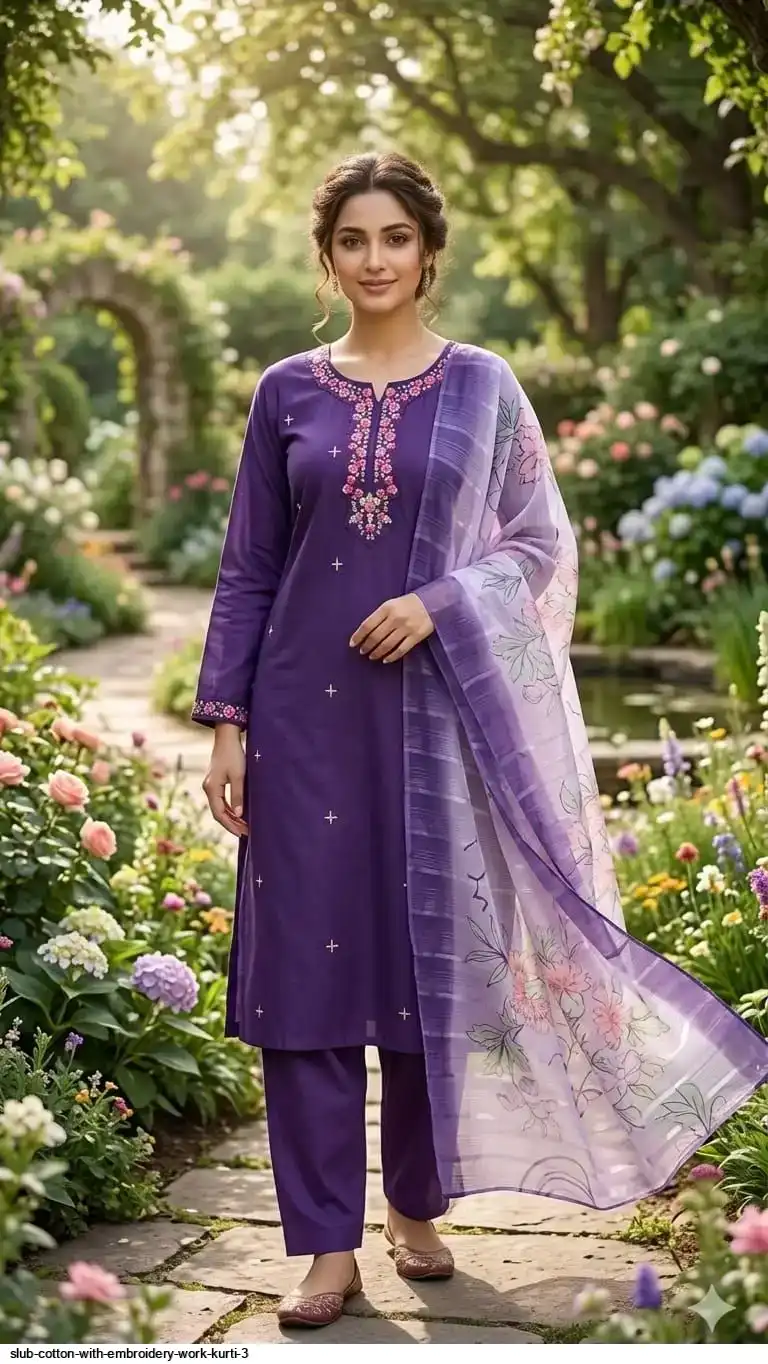 SLUB COTTON WITH EMBROIDERY WORK KURTI 3