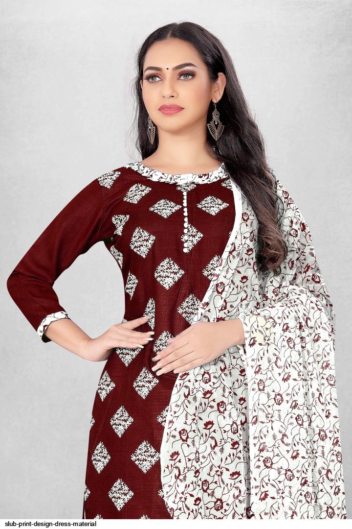 slub print design dress material