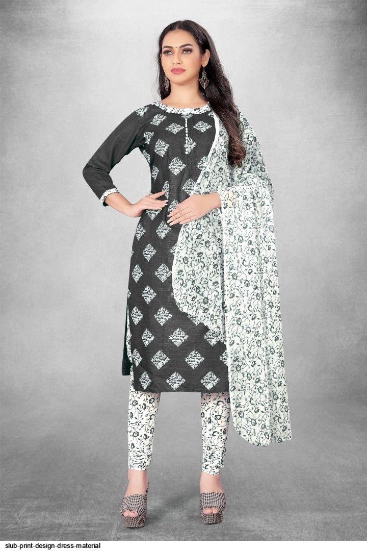 slub print design dress material