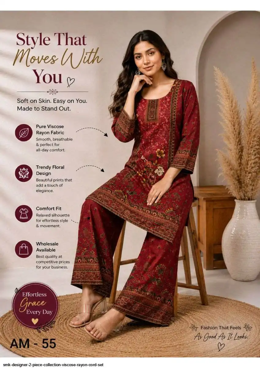 SMK DESIGNER 2 PIECE COLLECTION VISCOSE RAYON CORD SET 55