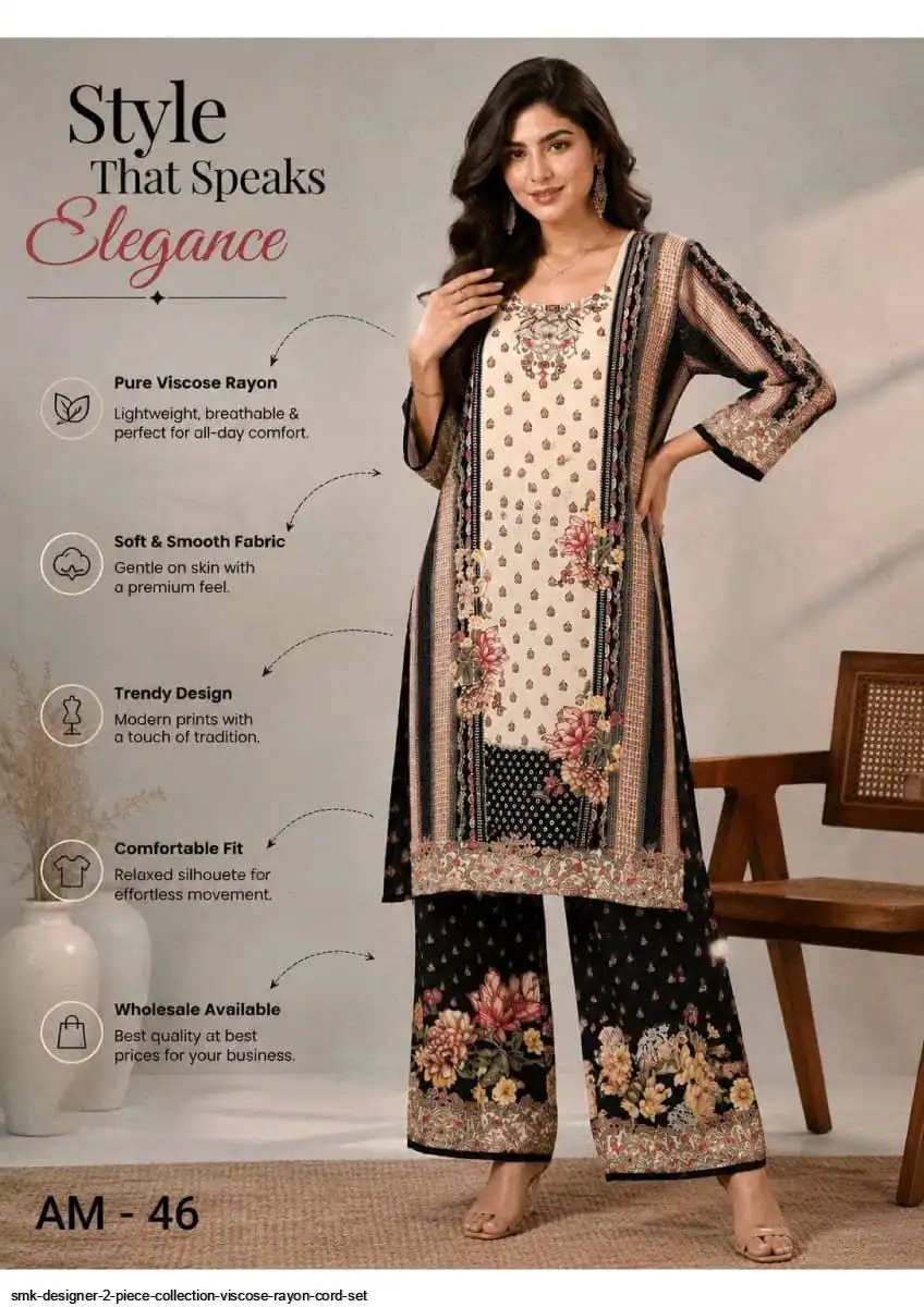 SMK DESIGNER 2 PIECE COLLECTION VISCOSE RAYON CORD SET 46