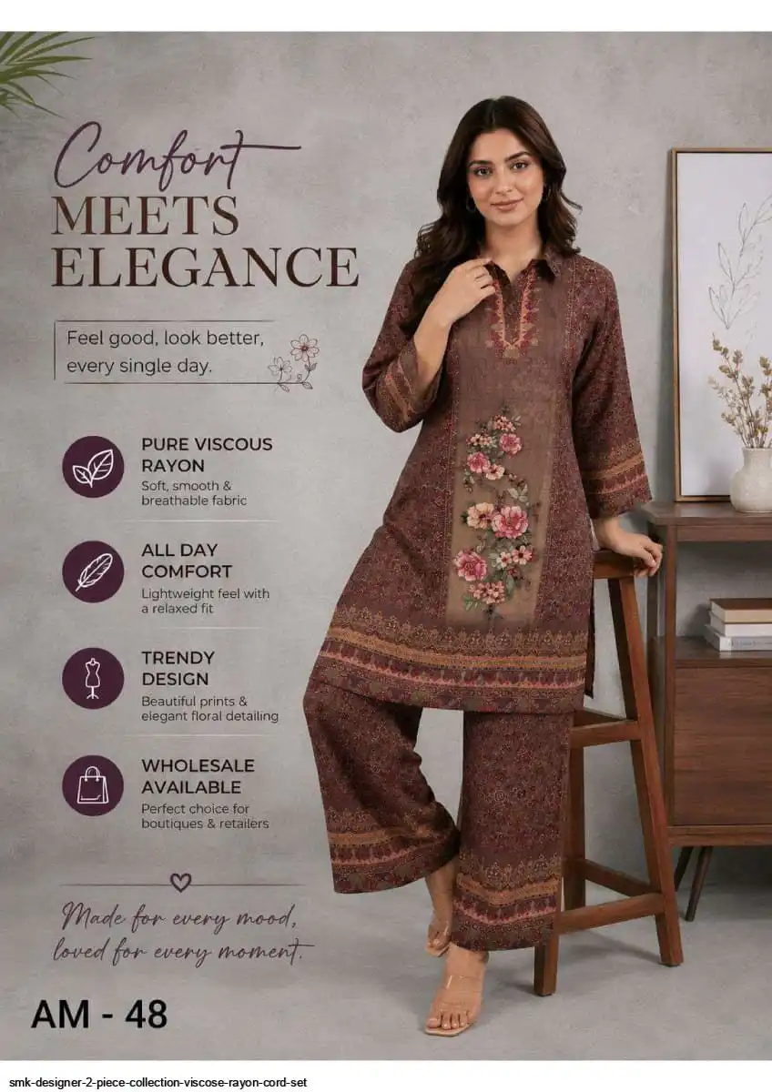 SMK DESIGNER 2 PIECE COLLECTION VISCOSE RAYON CORD SET 48