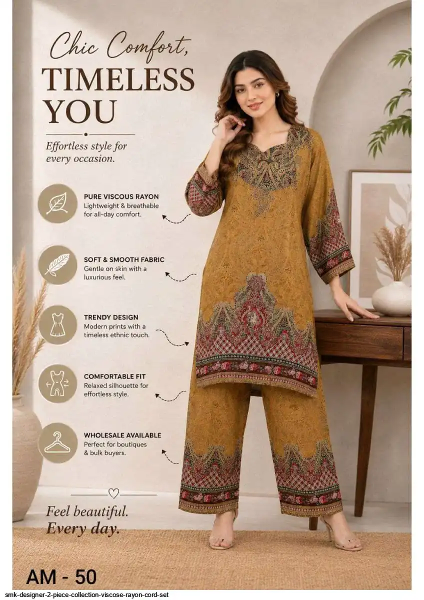 SMK DESIGNER 2 PIECE COLLECTION VISCOSE RAYON CORD SET 50