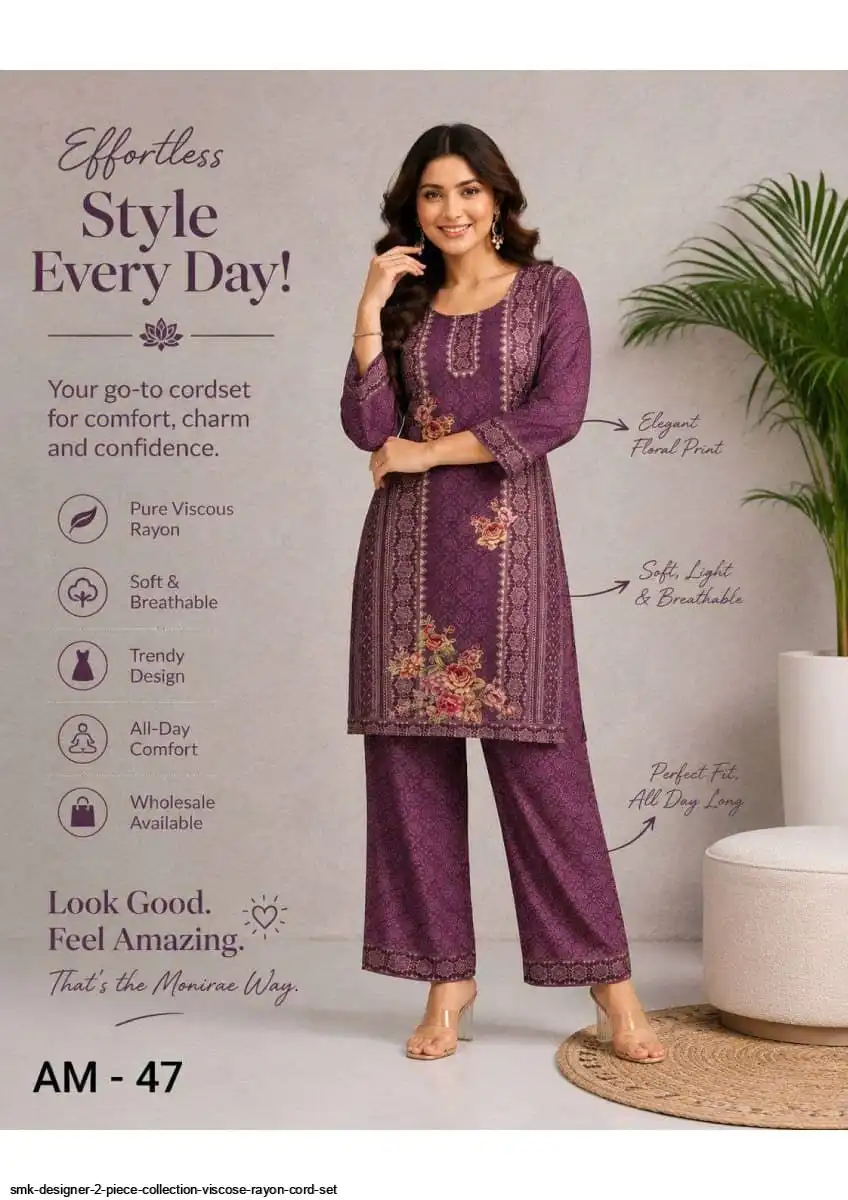 SMK DESIGNER 2 PIECE COLLECTION VISCOSE RAYON CORD SET 47