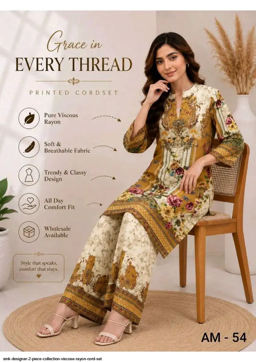 SMK DESIGNER 2 PIECE COLLECTION VISCOSE RAYON CORD SET 54