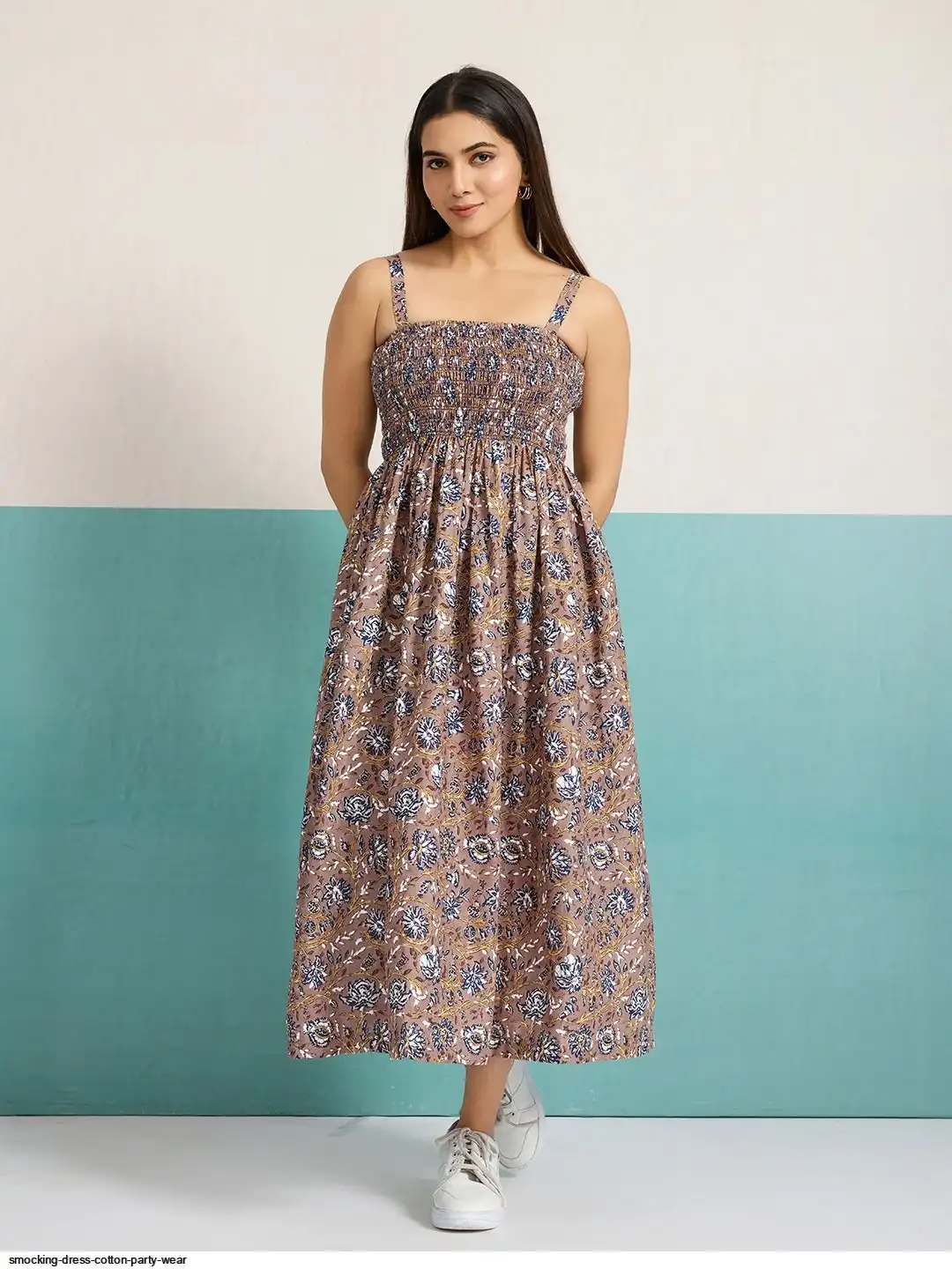 SMOCKING DRESS COTTON PARTY WEAR C