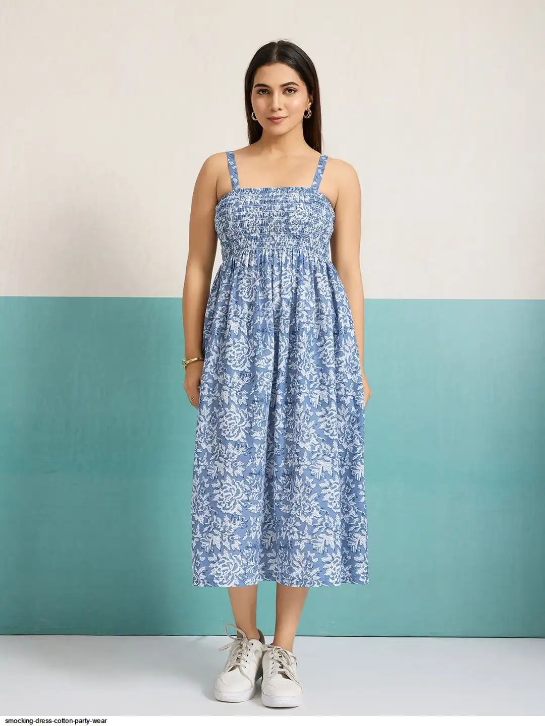 SMOCKING DRESS COTTON PARTY WEAR B