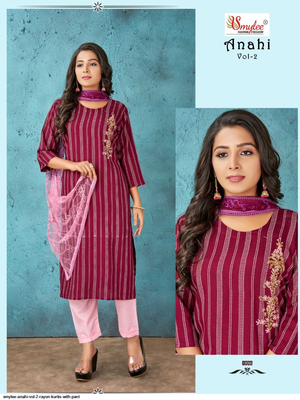 SMYLEE ANAHI VOL 2 RAYON KURTIS WITH PANT