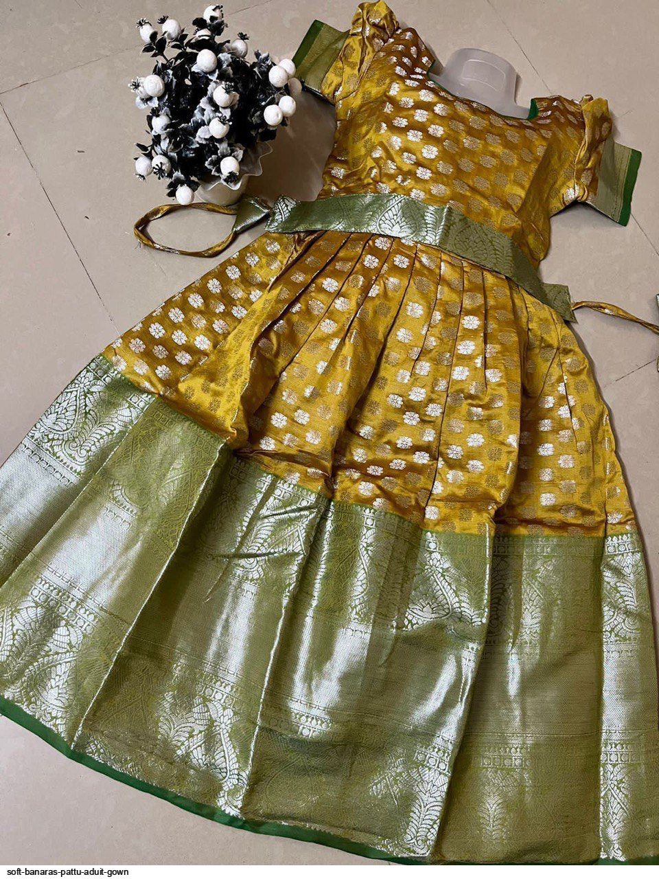 Shop for Yellow Banarasi Silk Dress Online | Mirra clothing