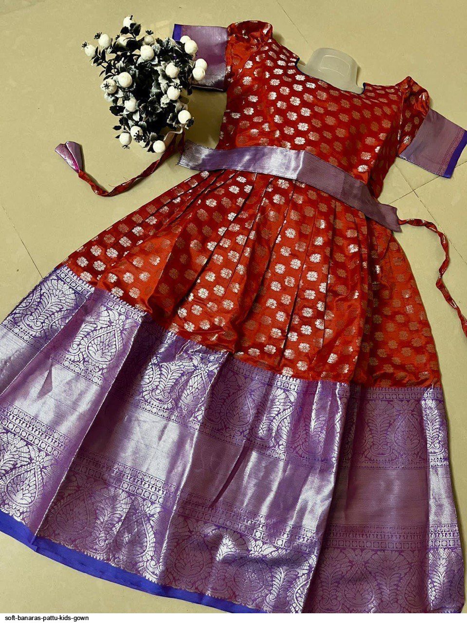 Kids organza Banaras frocks