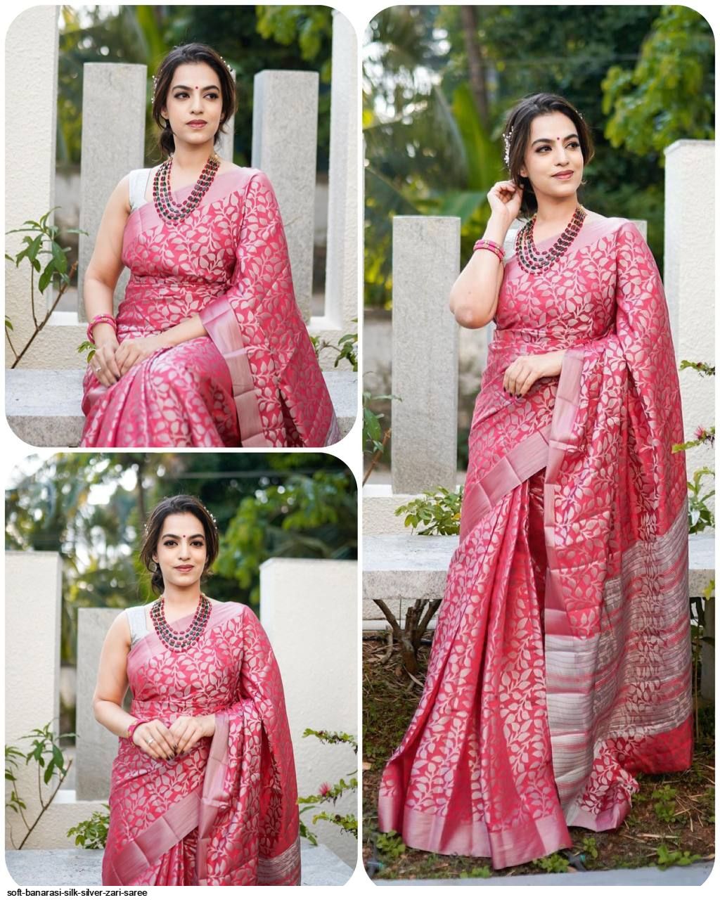 Banarasi silk Silver zari weaving Traditional Saree dvz0003087 - Dvanza.com