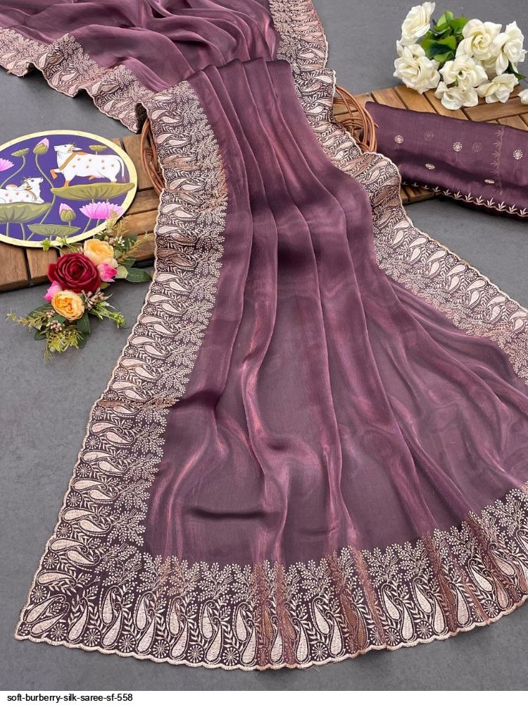 SOFT BURBERRY SILK SAREE SF 558 B