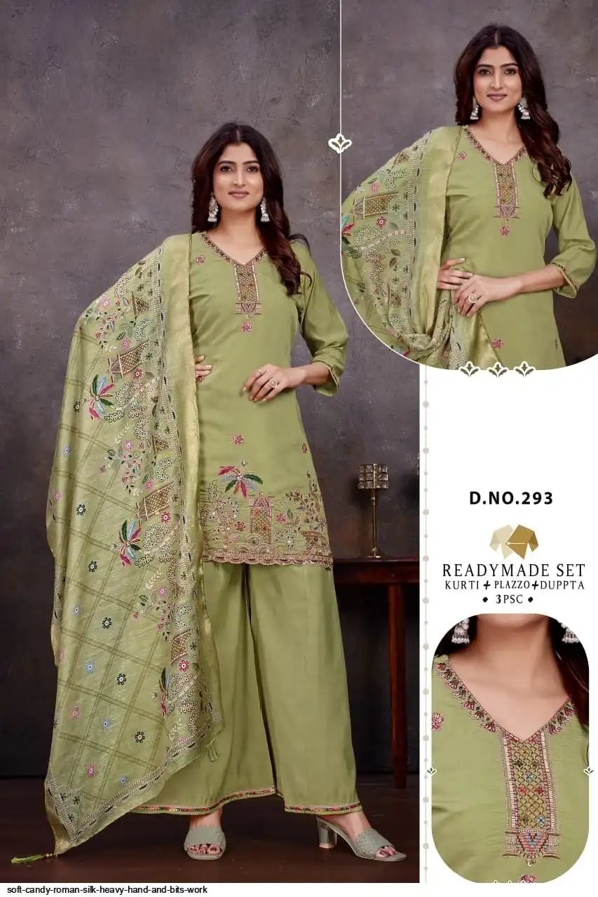 SOFT CANDY ROMAN SILK HEAVY HAND AND BITS WORK 293