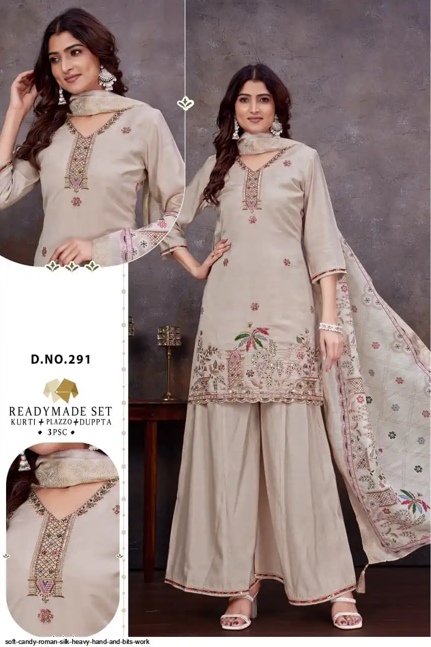 SOFT CANDY ROMAN SILK HEAVY HAND AND BITS WORK 291